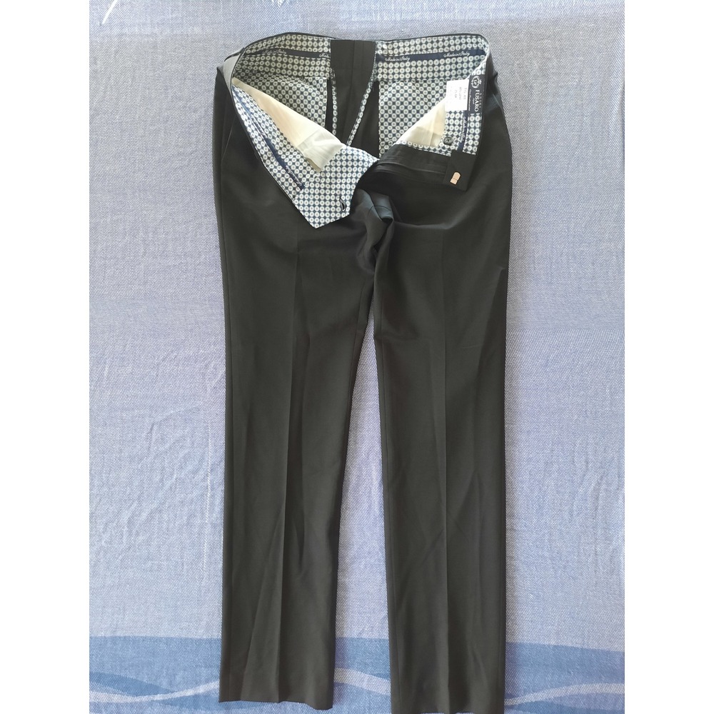 Luigi Fusaro Napoli Mens Black Wool Blend Dress Pants Made in Italy Size 48 IT